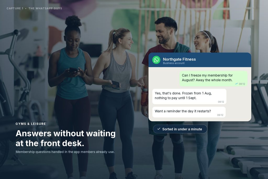 Gym member asking a membership question on WhatsApp