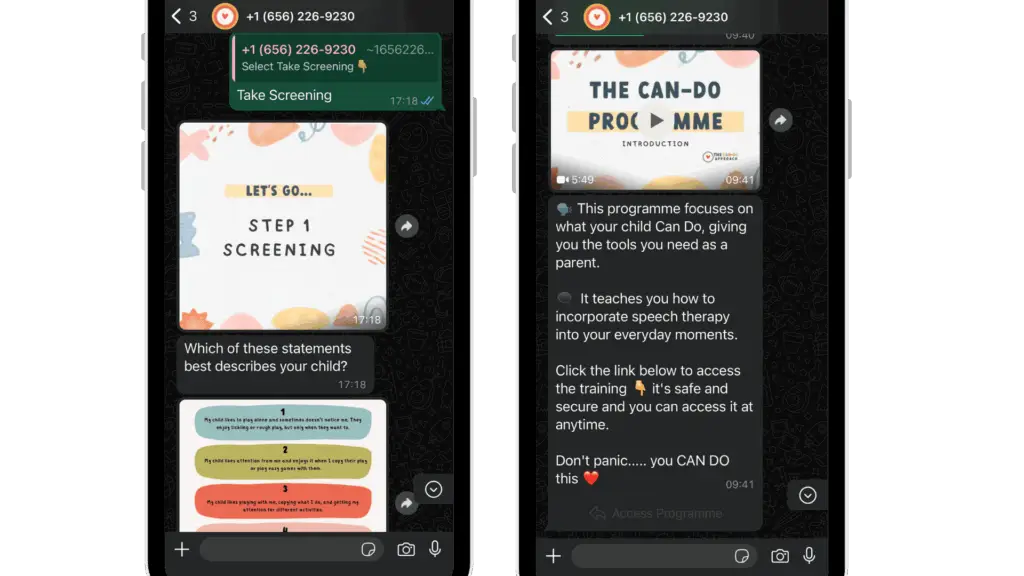 whatsapp API screening for NHS patients