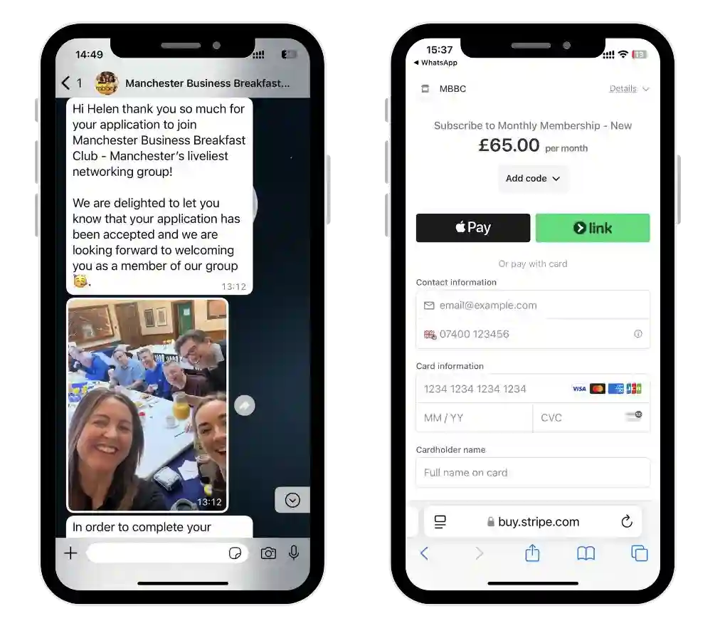 WhatsApp API payment integration